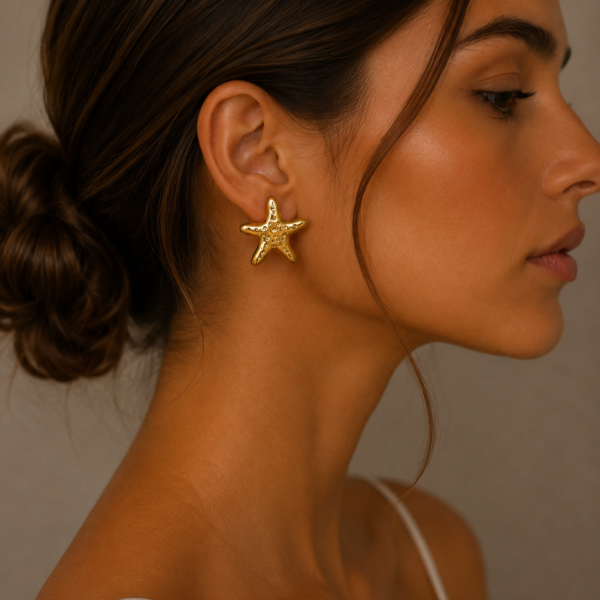 K&P Fashion Gold Starfish Stud Earrings for Women