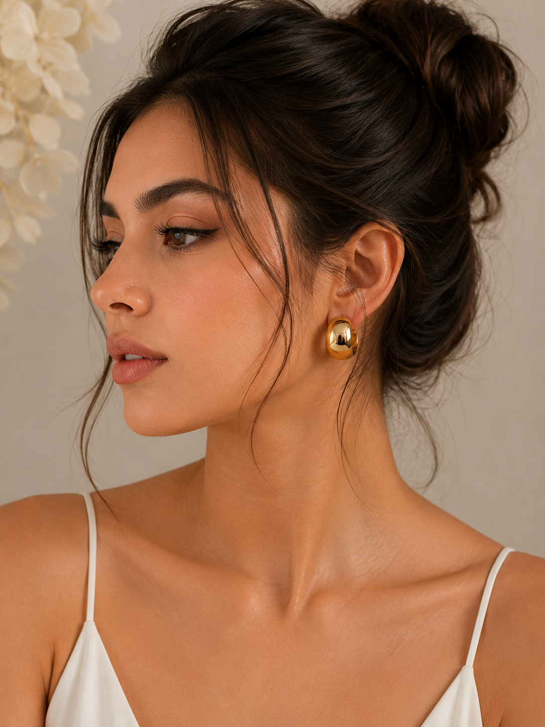 Second image of Chunky Gold Hoop Earrings for Women