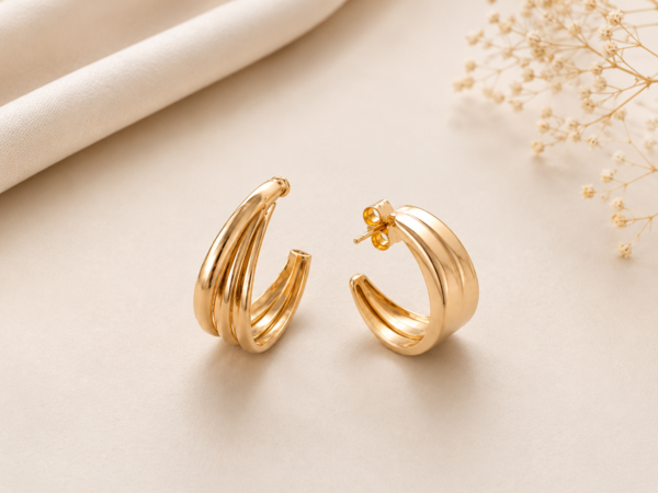 Gold Triple Layer Hoop Earrings