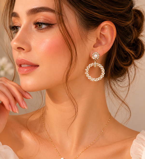Luxury Pearl Gold-Tone Crystal Hoop Earrings