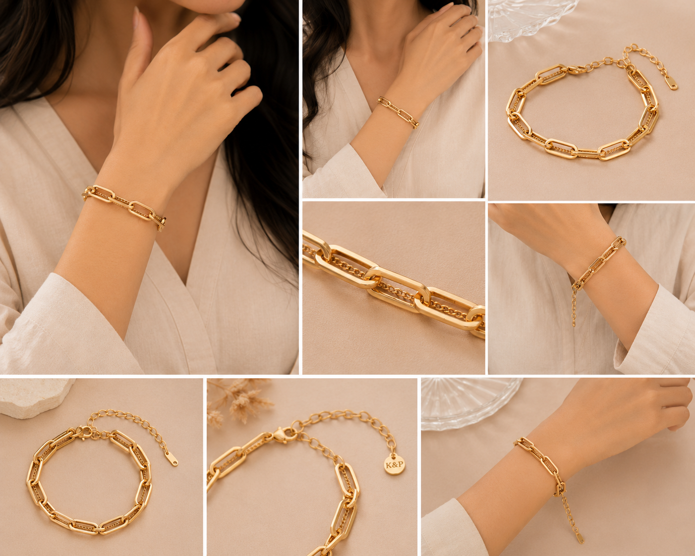 K&P Fashion Gold Chain Adjustable Trendy Bracelet