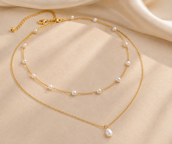 Luxury Pearl Drop Charm Choker Necklace