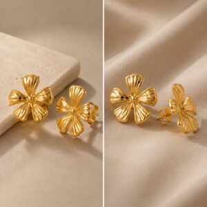 Bloom Gold Floral Stud Earrings for Women