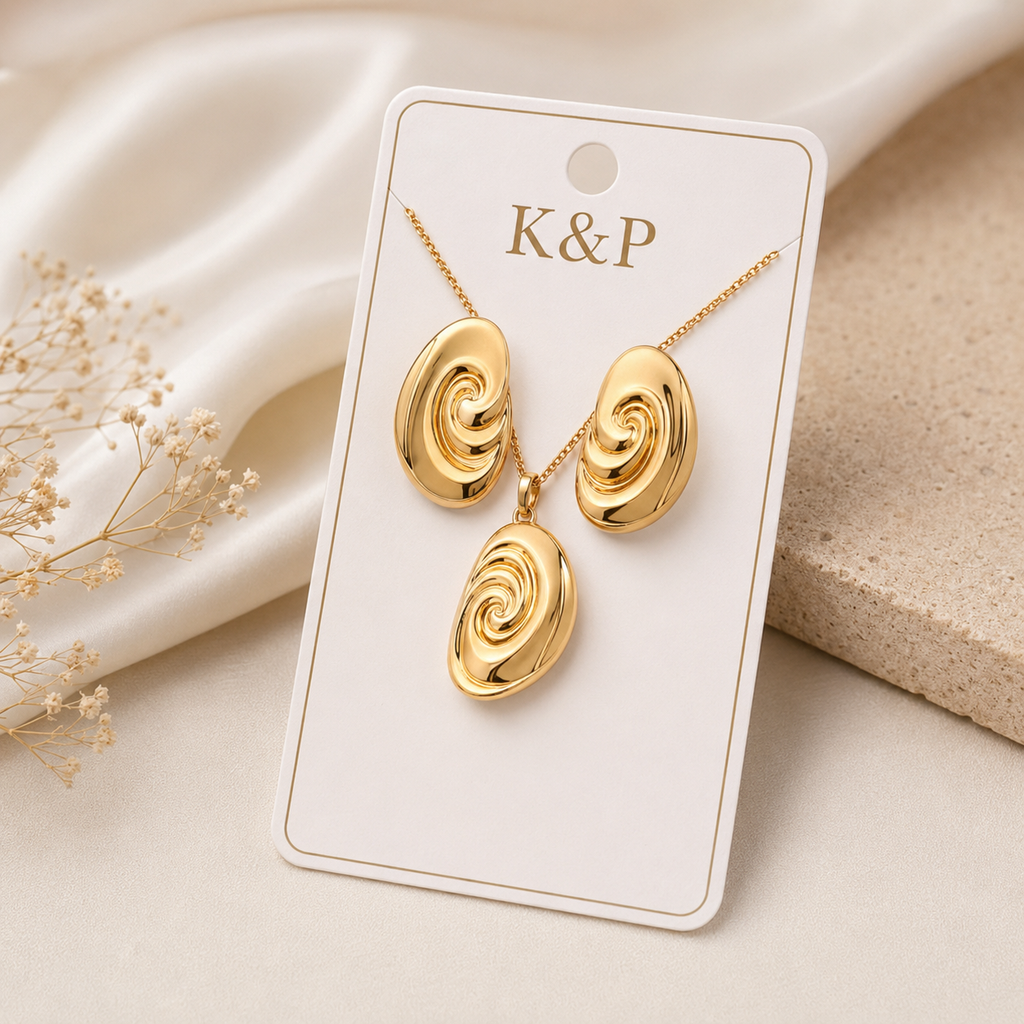 Second image of Gold-Plated Spiral Pendant Necklace