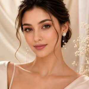 Elegant Pearl Tassel Drop Earrings for Women | Gold-Plated Crystal Earrings