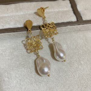Gold-Plated Baroque Pearl Drop Earrings