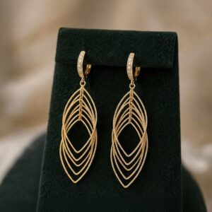 Gold-Plated Leaf Drop Earrings for Women | Elegant Statement Dangle Earrings