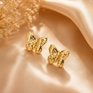 Gold-Plated Butterfly Stud Earrings for Women