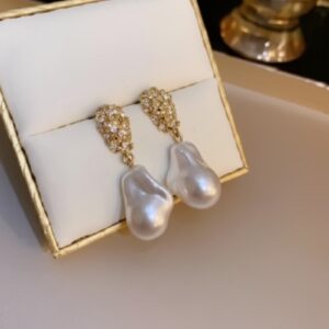 Crystal Studded with Baroque Pearl Drop
