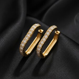 Gold-Plated Crystal Hoop Earrings.