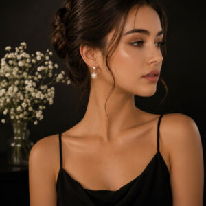 Elegant gold-plated pearl drop earrings with white pearls for women by K&P Jewellery.