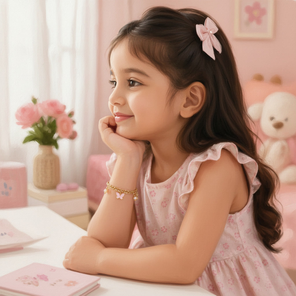 Second image of Kids Gold-Plated Butterfly Charm Layered Bracelet