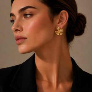 Bloom Gold Floral Stud Earrings for Women