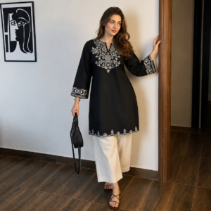 Elegant black straight kurta