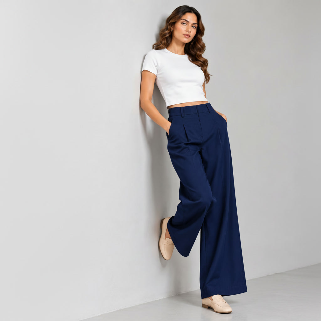 Black Modern Chic Wide-Leg