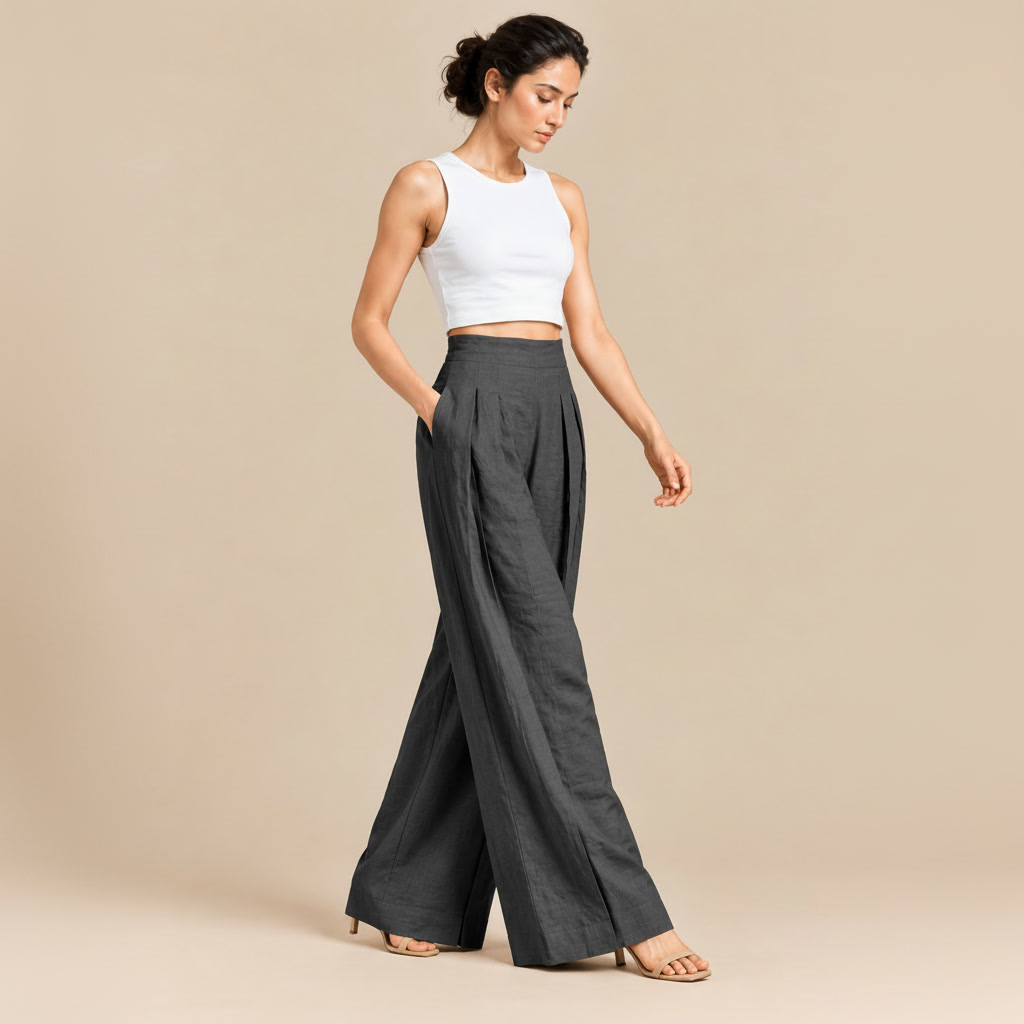 Classic Sand Wide-Leg Pants