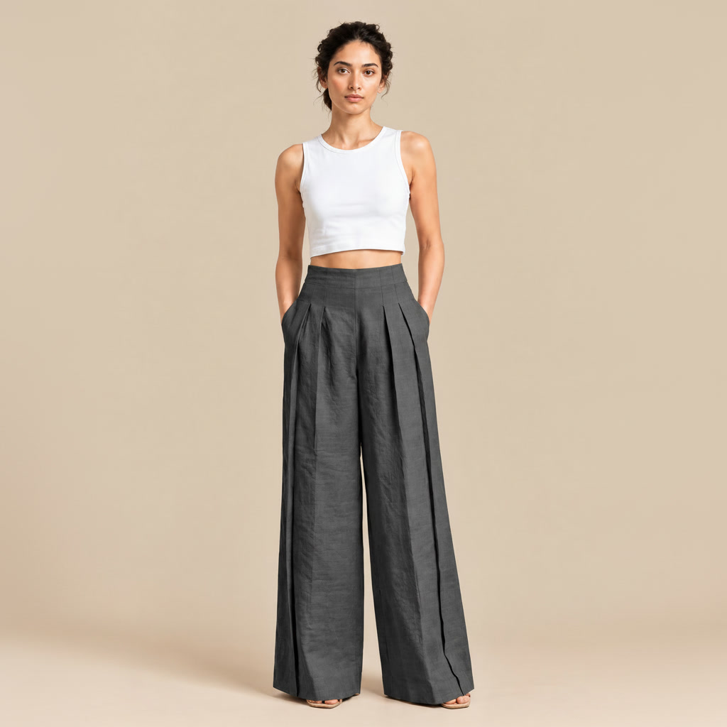 Second image of Classic Sand Wide-Leg Pants