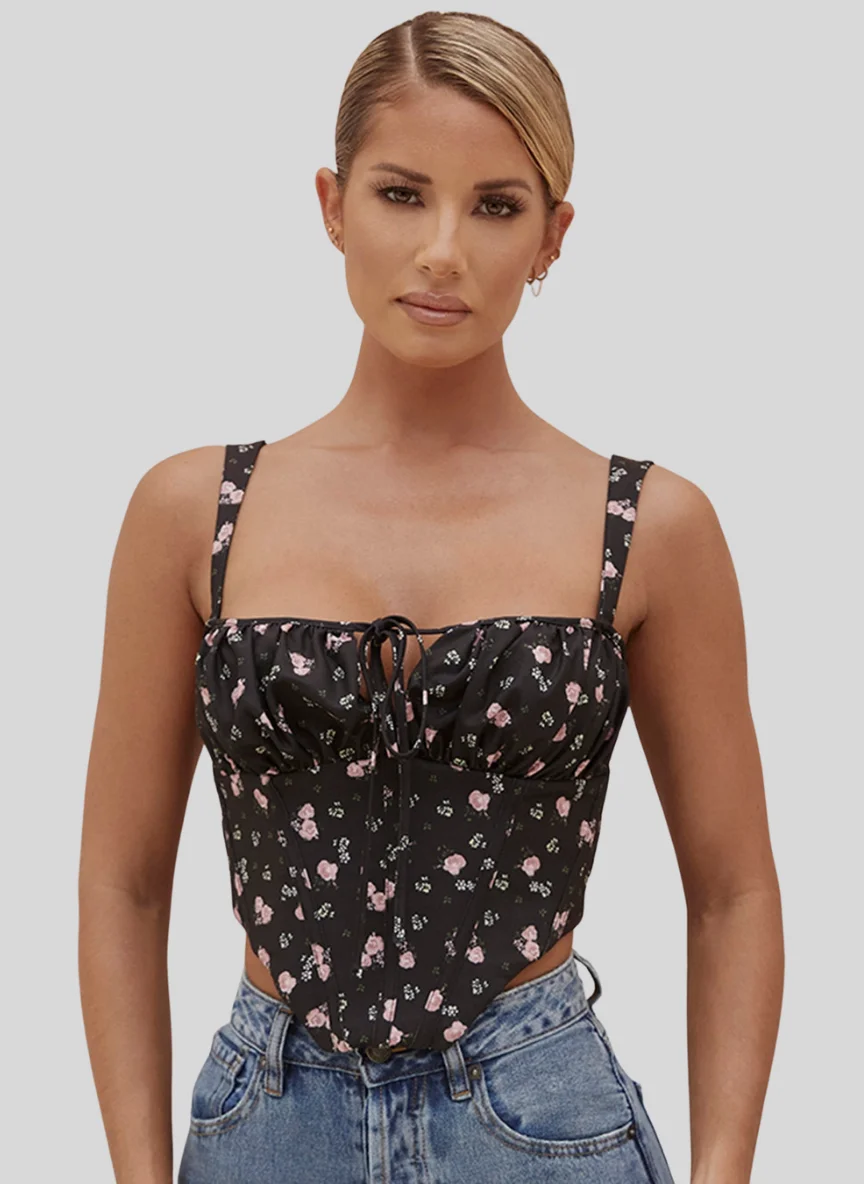 Second image of Trendy Moss Crepe String Top
