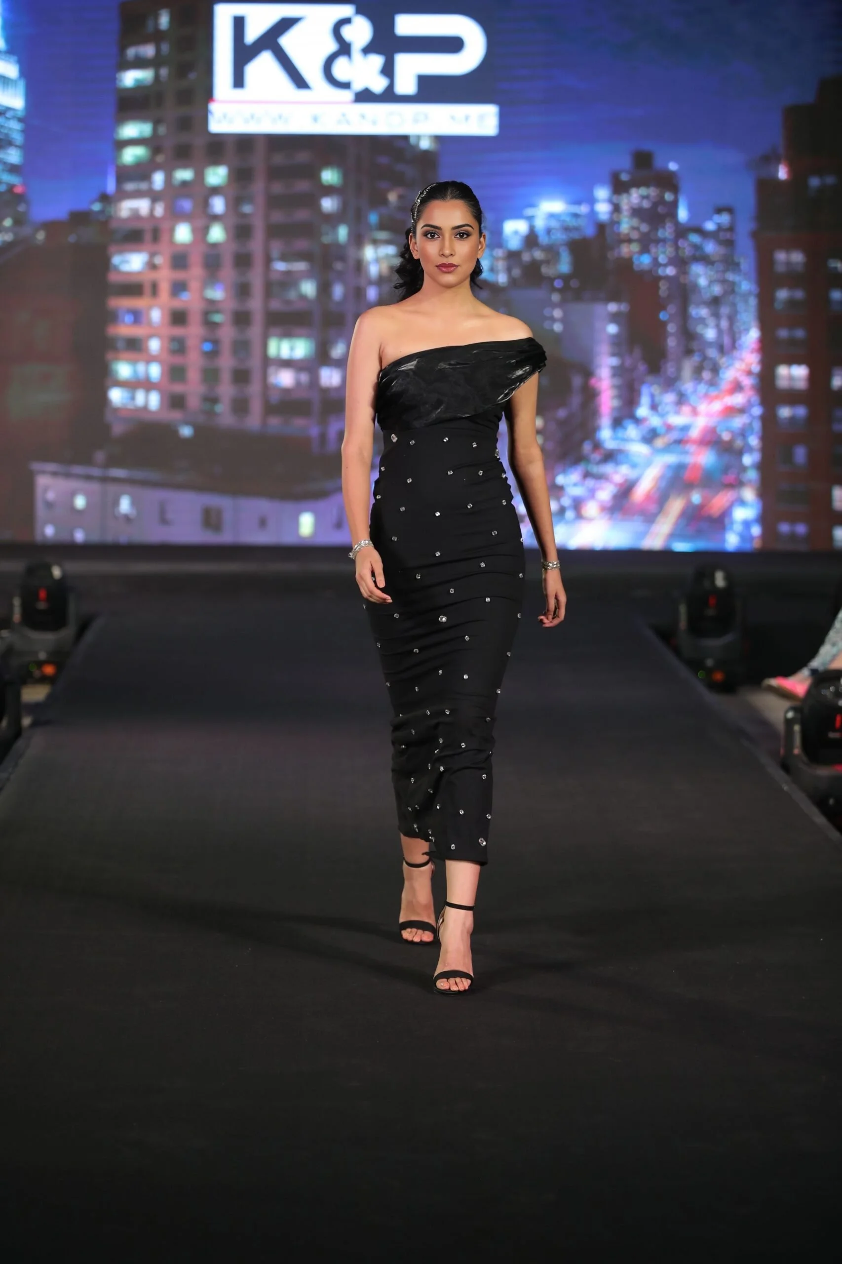 Second image of Elegant One Shoulder Black Evening Dress