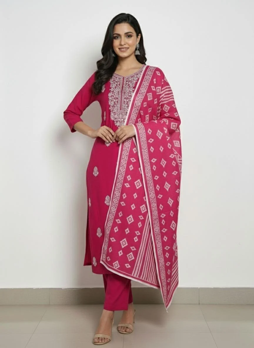 Second image of Elegant Ethnic Combo: Pink & Dark Blue Combo Set