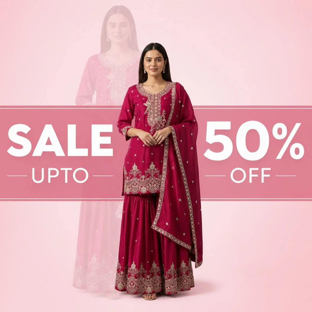 Pink Kurta Sharara Set with Dupatta