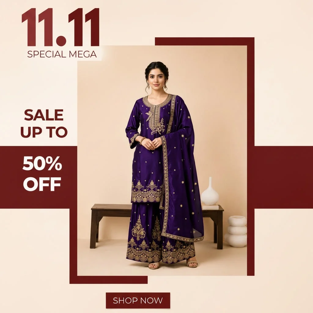 Jari work Kurta Sharara Set with Dupatta