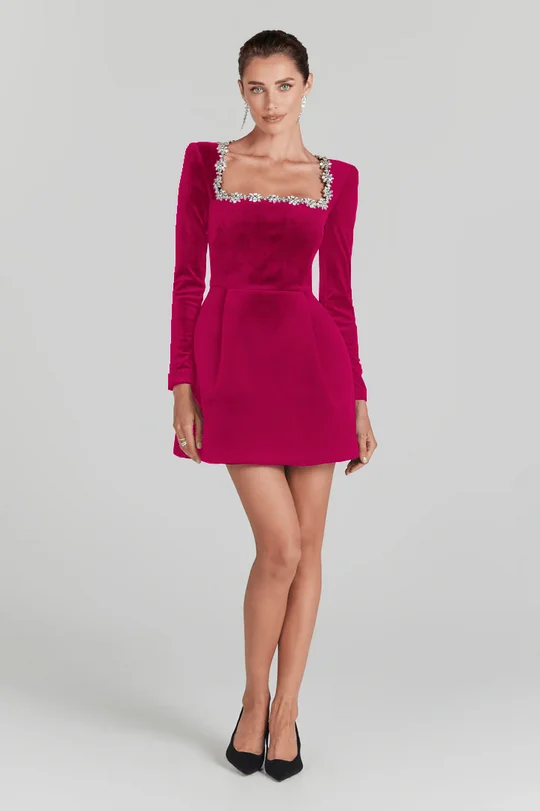 Imported Velvet Pobbel Pink Dress