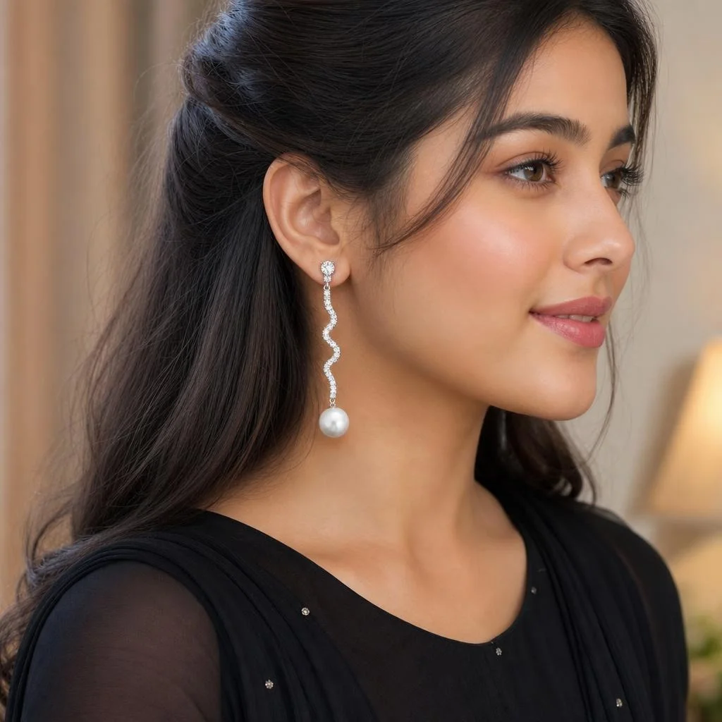 Second image of Elegant Pearl Drop Earrings