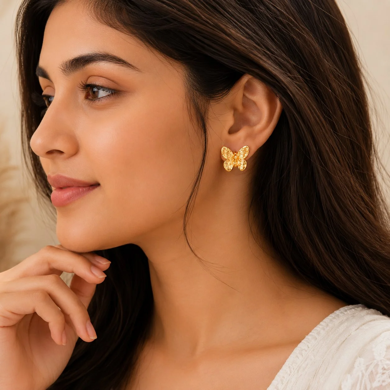 Elegant Gold Butterfly Stud Earrings for Women