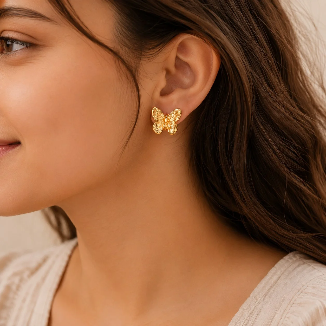 Elegant Gold Butterfly Stud Earrings for Women