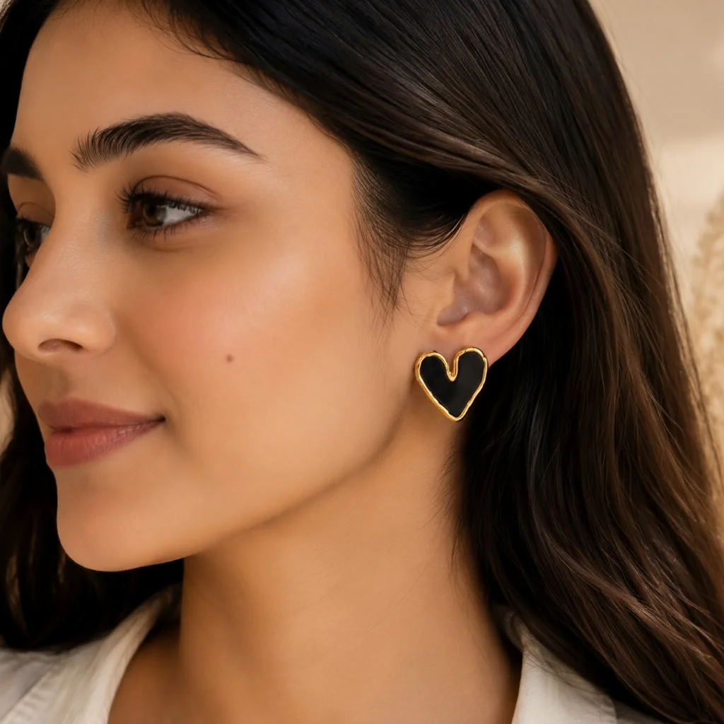 Black Heart Stud Earrings