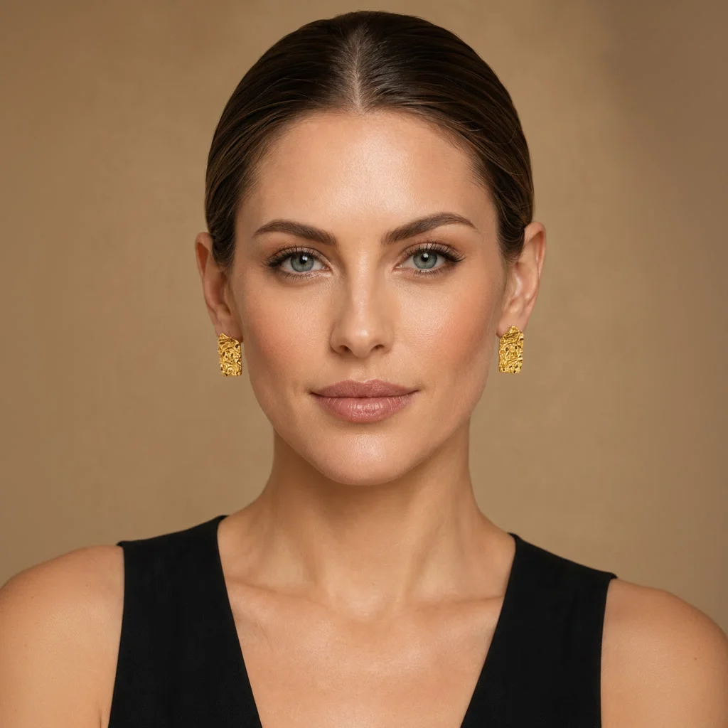 Second image of Textured Gold-Plated Statement