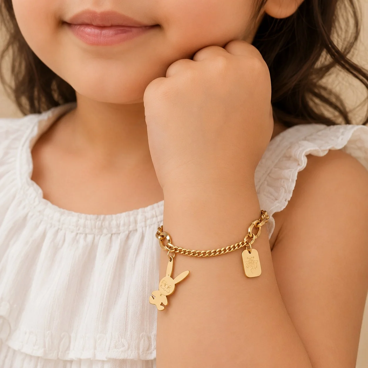 Shop adorable gold-tone clover charm bracelets for kids at K&P Fashion. Lightweight, adjustable,for birthdays, parties, festivals, and everyday wear.