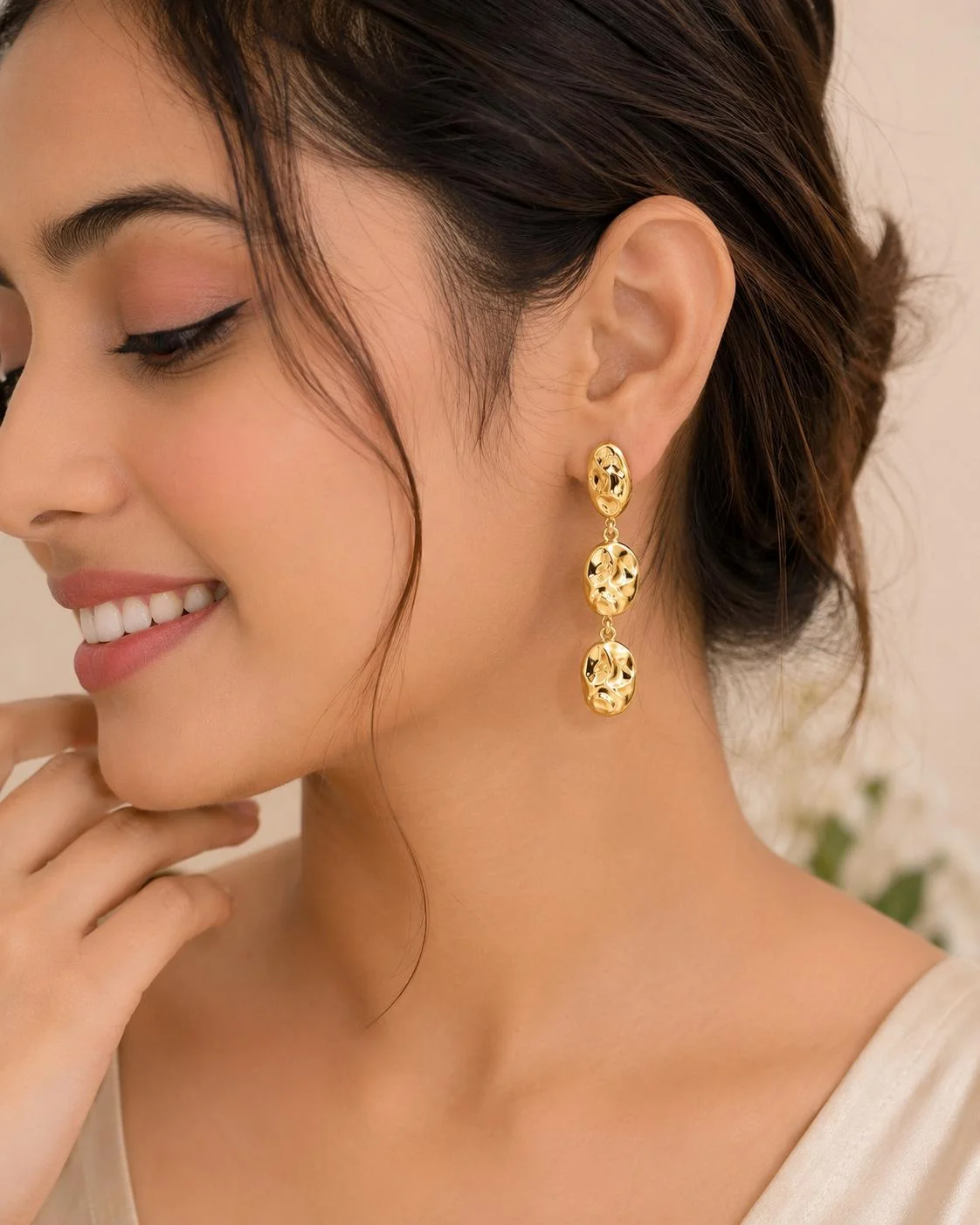 Second image of Golden Drop Dangle Real Gold Plated 16K Plating