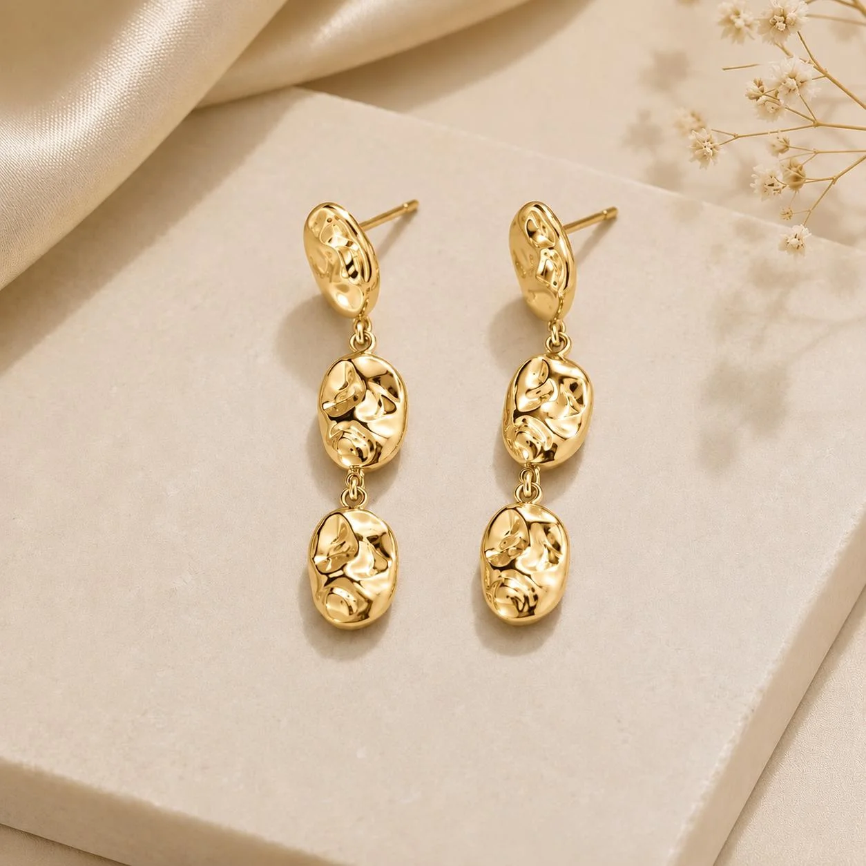 Second image of Golden Drop Dangle Real Gold Plated 16K Plating